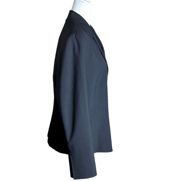 Lafayette 148 Black Button Front Blazer / Suit Jacket Virgin Wool Size 12 - Picture 2 of 10